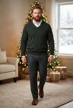Brooks Brothers Merino Wool Blend V-Neck Knit Layering Sweater Men XL Deep Green